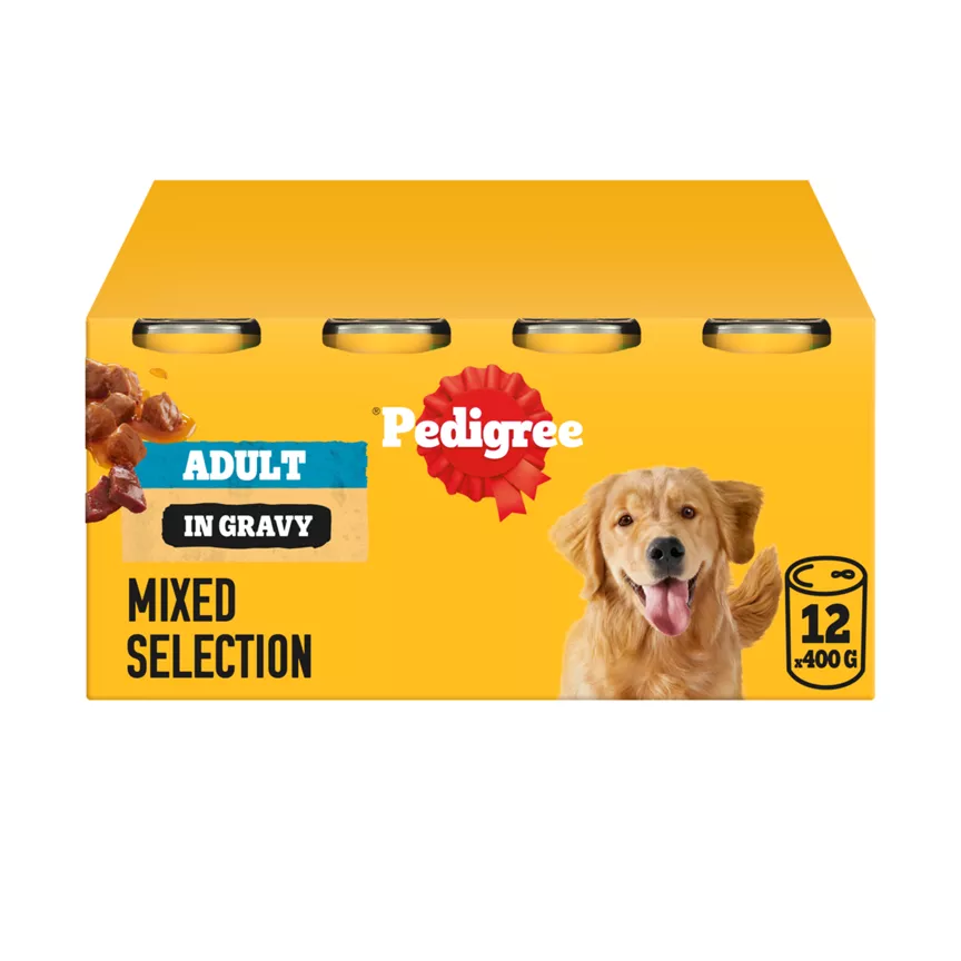 Pedigree Adult Wet Dog Food Tins Mixed in Gravy