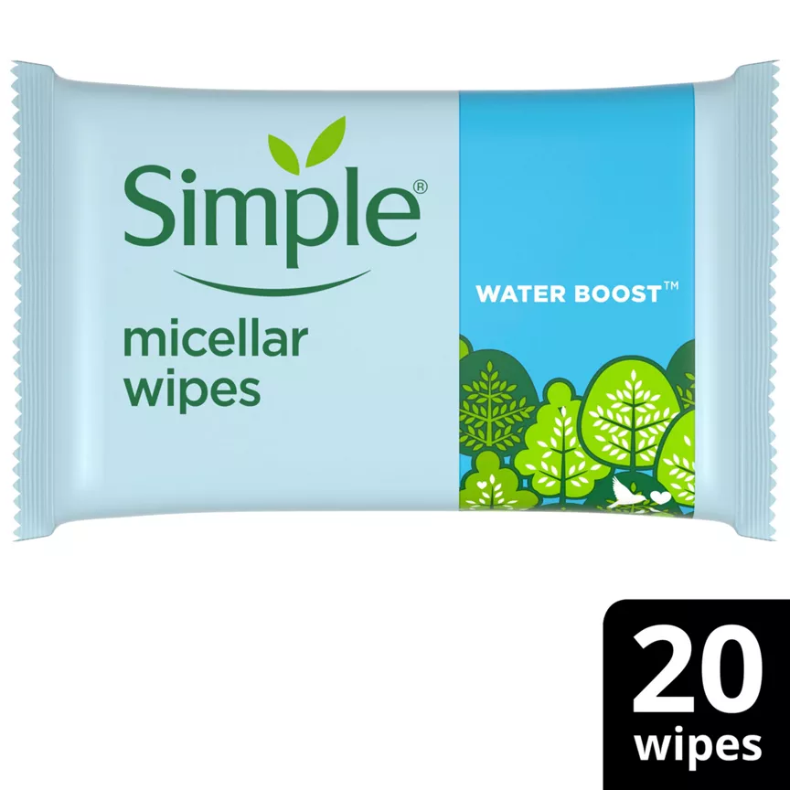 Simple Kind to Skin Micellar Biodegradable Cleansing Wipes 20 wipes