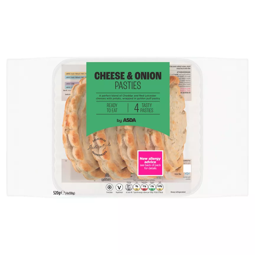 ASDA Cheese & Onion Pasties 4 x 130g (520g)