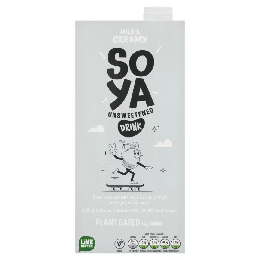 Plant Based by ASDA Unsweetened Soya Drink