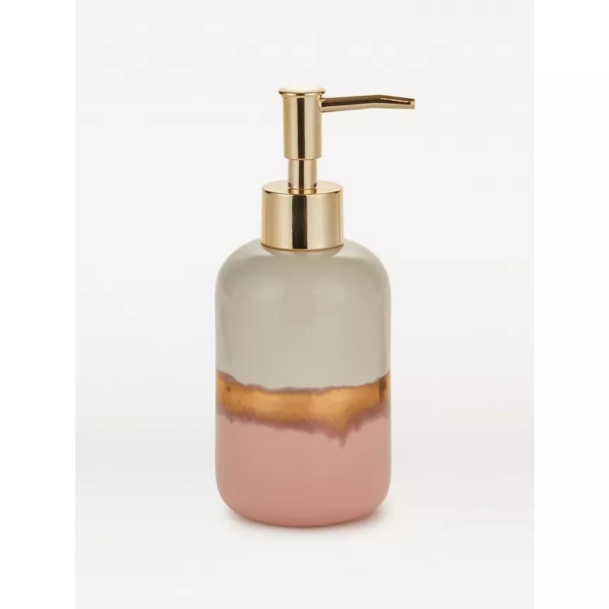 George Home Pink & Gold Reactive Glaze Soap Dispenser