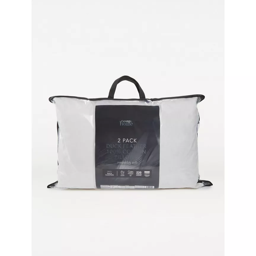 George Home Luxury Duck Feather Pillow 2-Pack