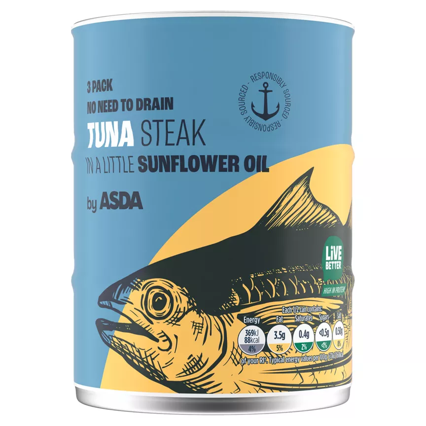 ASDA Tuna Steak in a Little Sunflower Oil 3 x 110g (330g)