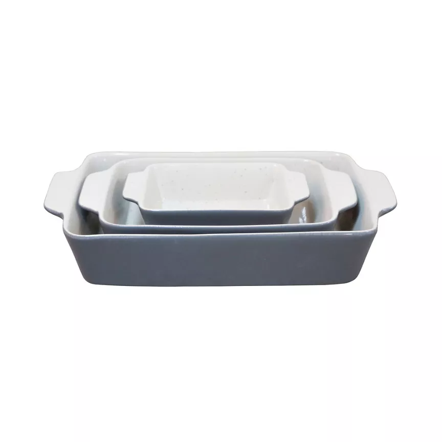 George Home Grey Ceramic 3-Piece Roaster Set