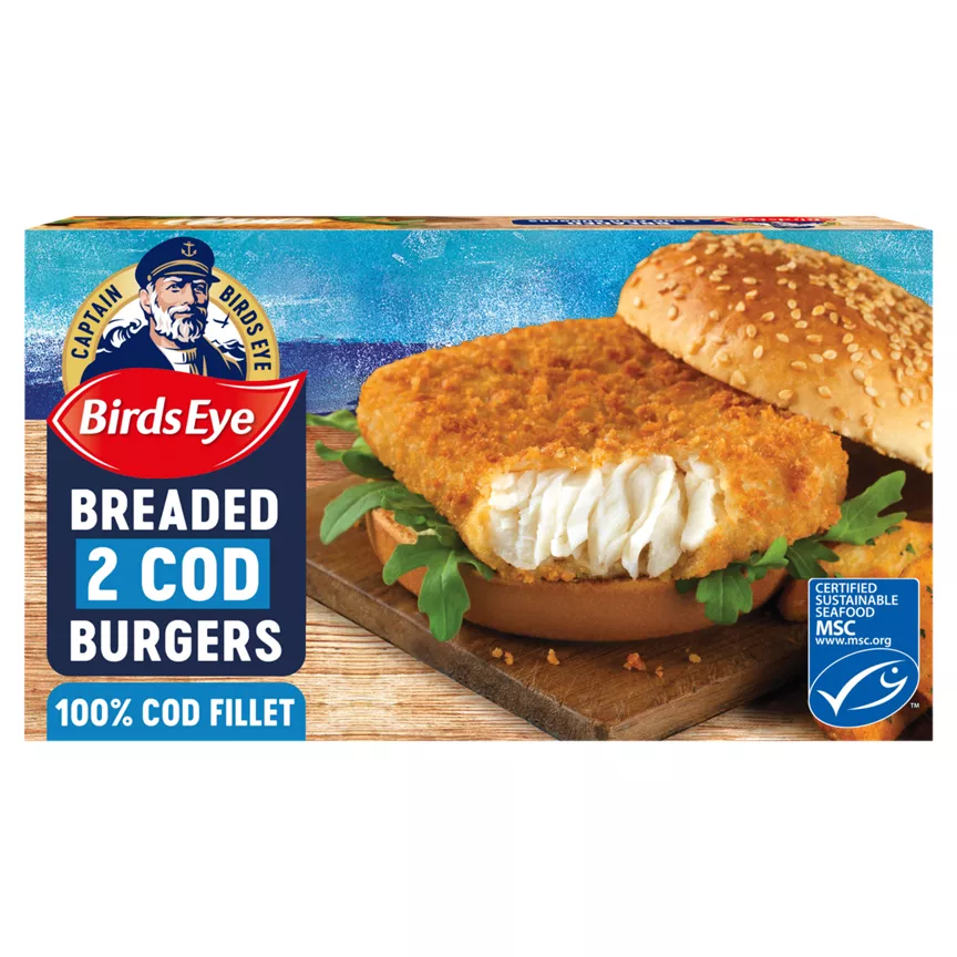 Birds Eye 2 Breaded Cod Fish Burgers