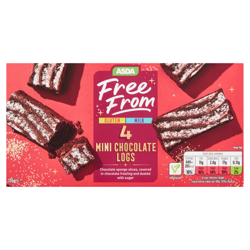 ASDA Free From 4 Mini Chocolate Logs 176g