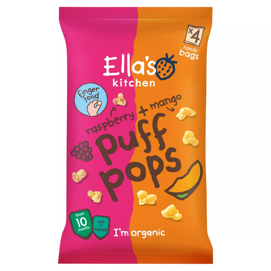 Ella's Kitchen Organic Raspberry and Mango Puff Pops Multipack Baby Snack 10+ Months