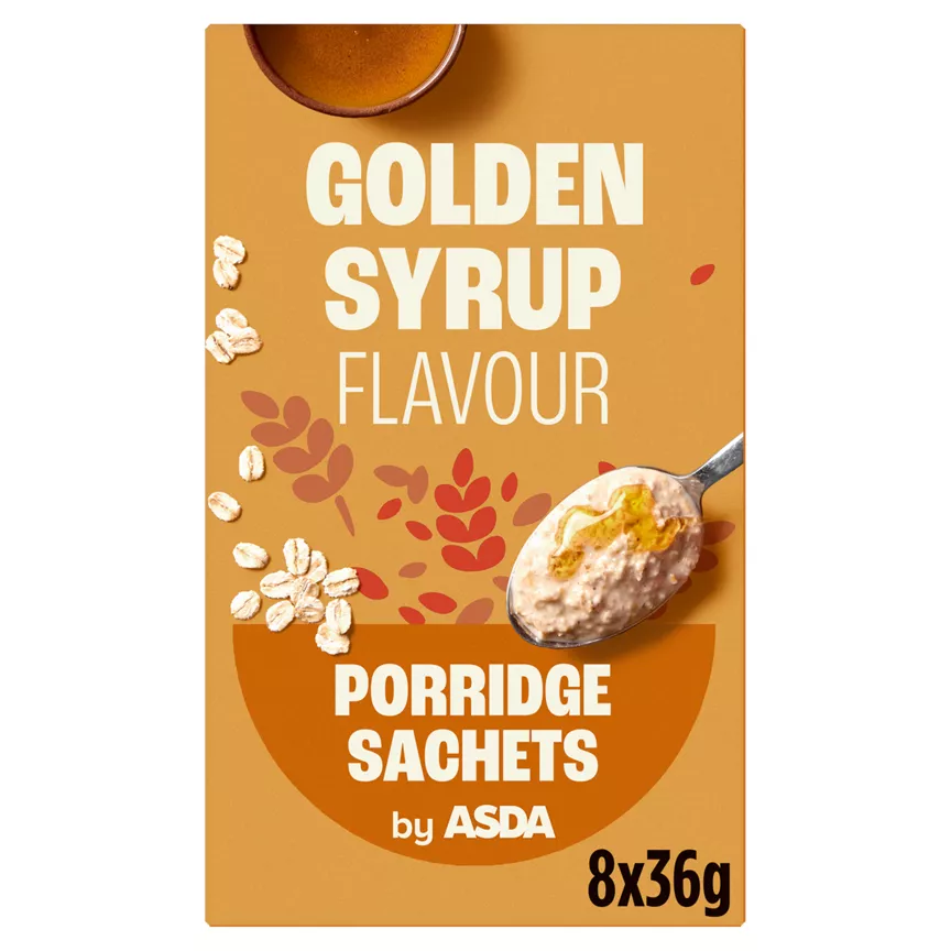 ASDA Golden Syrup Flavour Porridge Sachets 8 x 36g (288g)