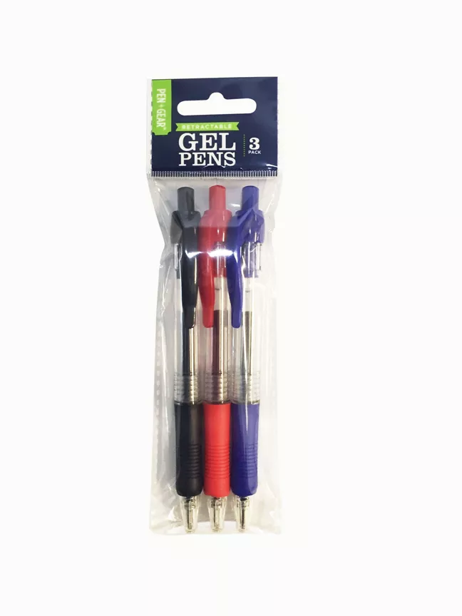 ASDA Retractable Gel Pens - 3PK