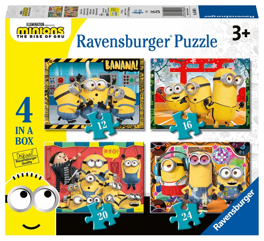 Ravensburger Minions 2 The Rise of Gru 4 in a Box (12, 16, 20, 24 piece) Jigsaw Puzzles