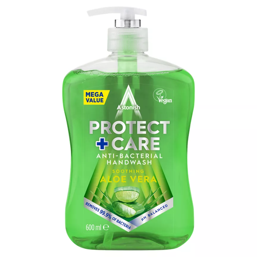 Astonish Protect + Care Anti-Bacterial Handwash Aloe Vera 600ml - Image 1