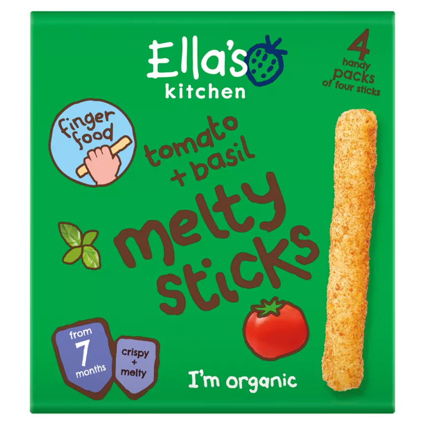 Ella's Kitchen Organic Tomato and Basil Melty Sticks Multipack Baby Snack 7+ Months