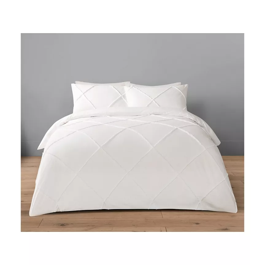 George Home White Super King Luxury 100% Cotton Washed Tuft Duvet Set