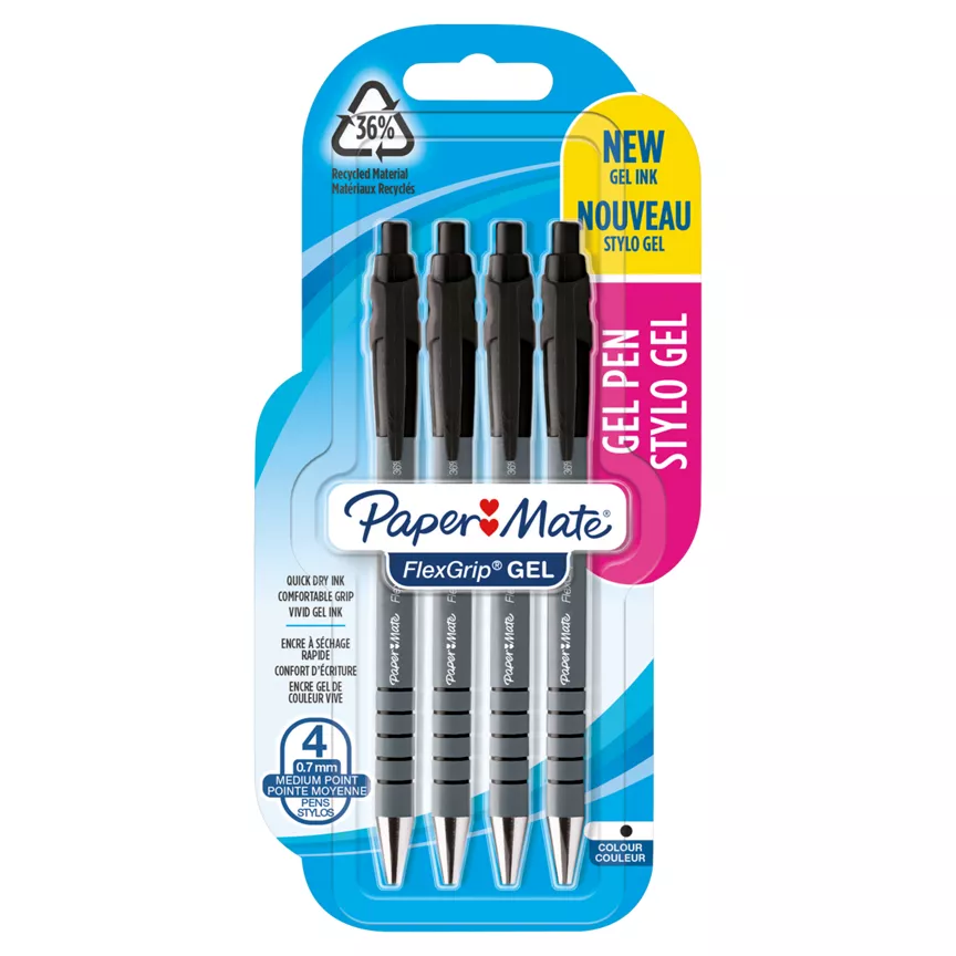 Paper Mate Paper Mate FlexGrip Gel Pens Medium Black Ink 4 Count