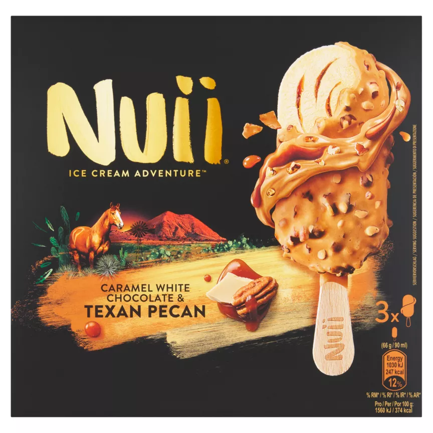Nuii Caramel White Chocolate & Texan Pecan Ice Cream 3 x 90ml