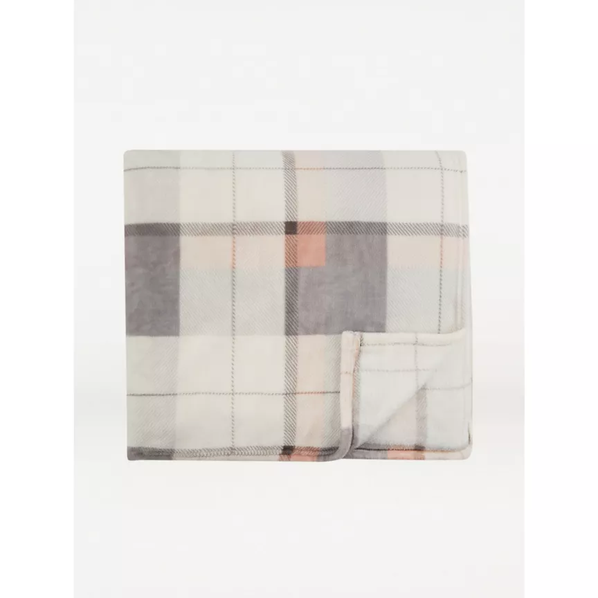George Home Pink Super Soft Checkered Blanket