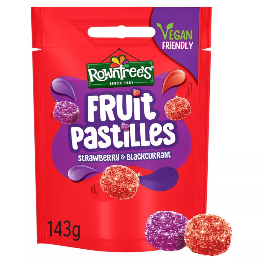 Rowntree's Fruit Pastilles Strawberry & Blackcurrant Sweets Sharing Pouch - Image 1