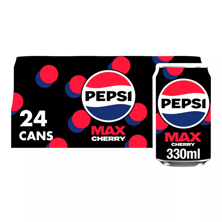 Pepsi Max Cherry No Sugar Cola Cans 24 x 330ml - Image 1