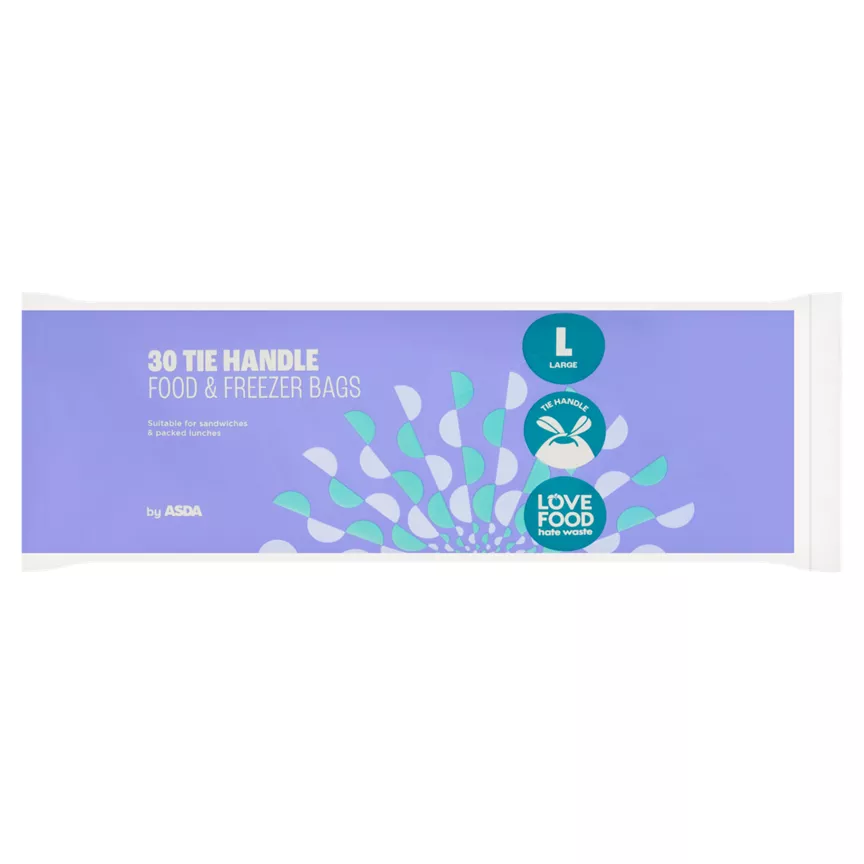ASDA 30 Tie Handle Food & Freezer Bags Large