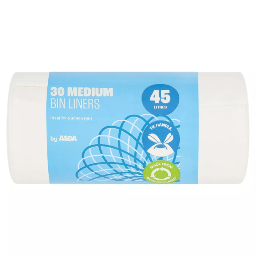 ASDA 30 Medium Bin Liners 45 Litres