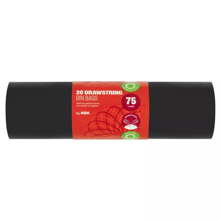 ASDA 20 Drawstring Bin Bags 75 Litres