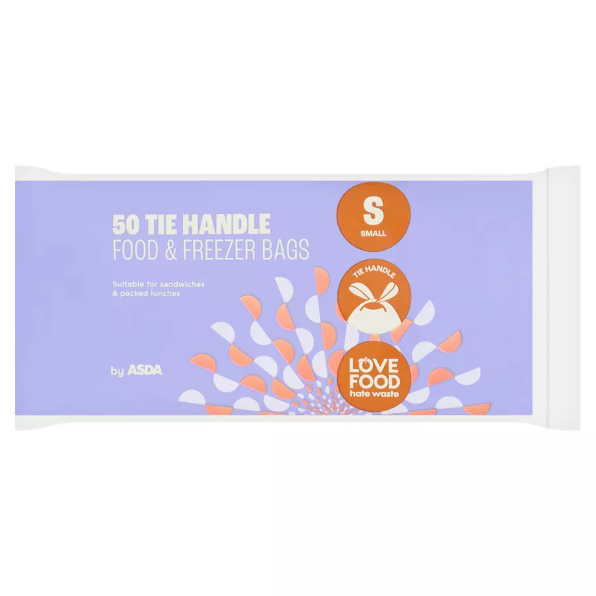 ASDA 50 Tie Handle Food & Freezer Bags Small