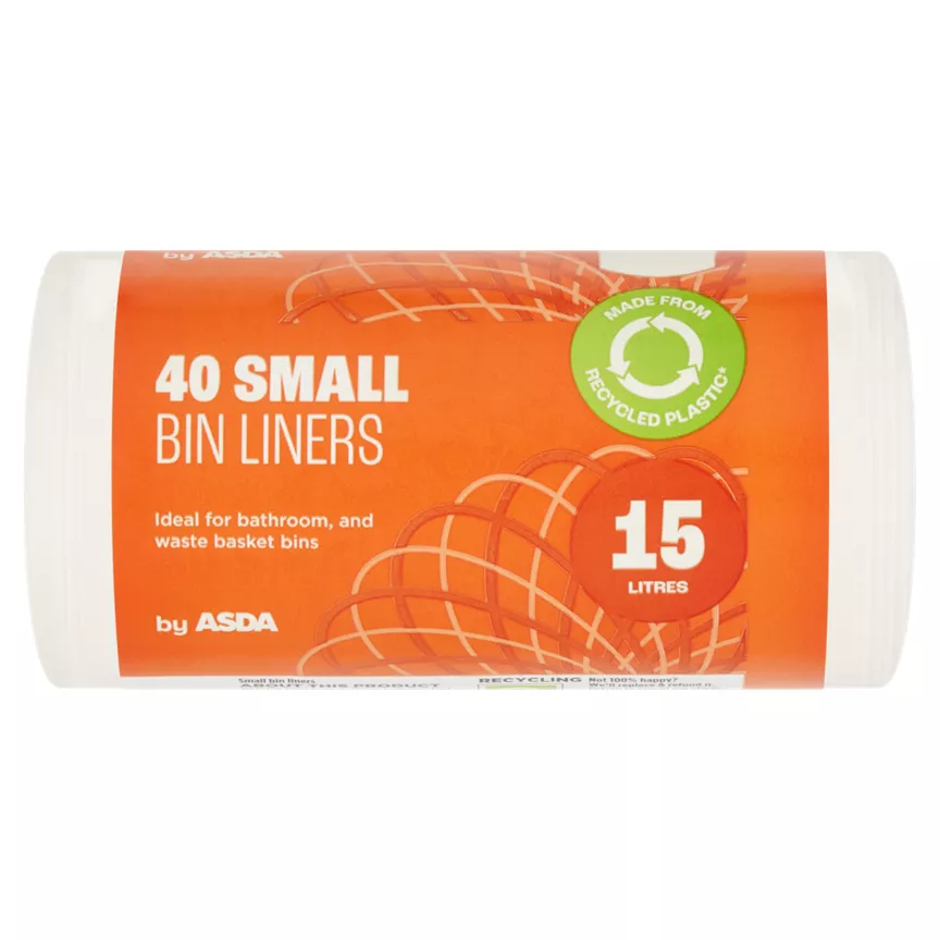ASDA 40 Small Bin Liners 15 Litres