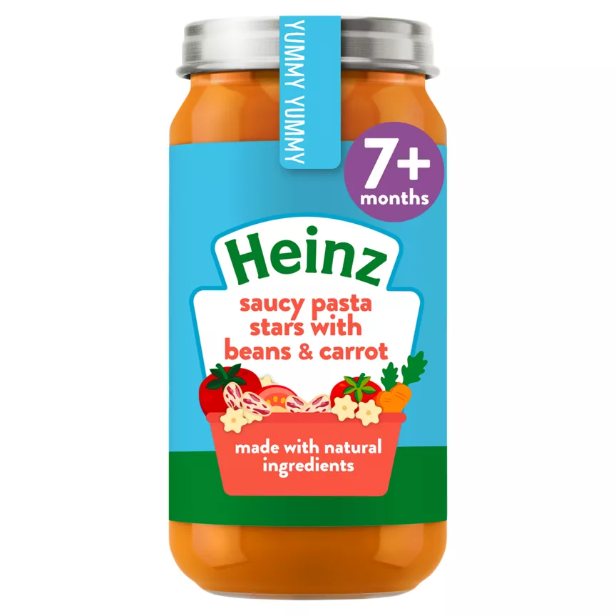Heinz by Nature Saucy Pasta Stars with Beans & Carrot Baby Food 7+ Months