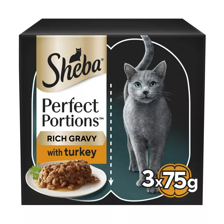 Sheba Wet Cat Perfect Portions with Turkey Chunks in Gravy