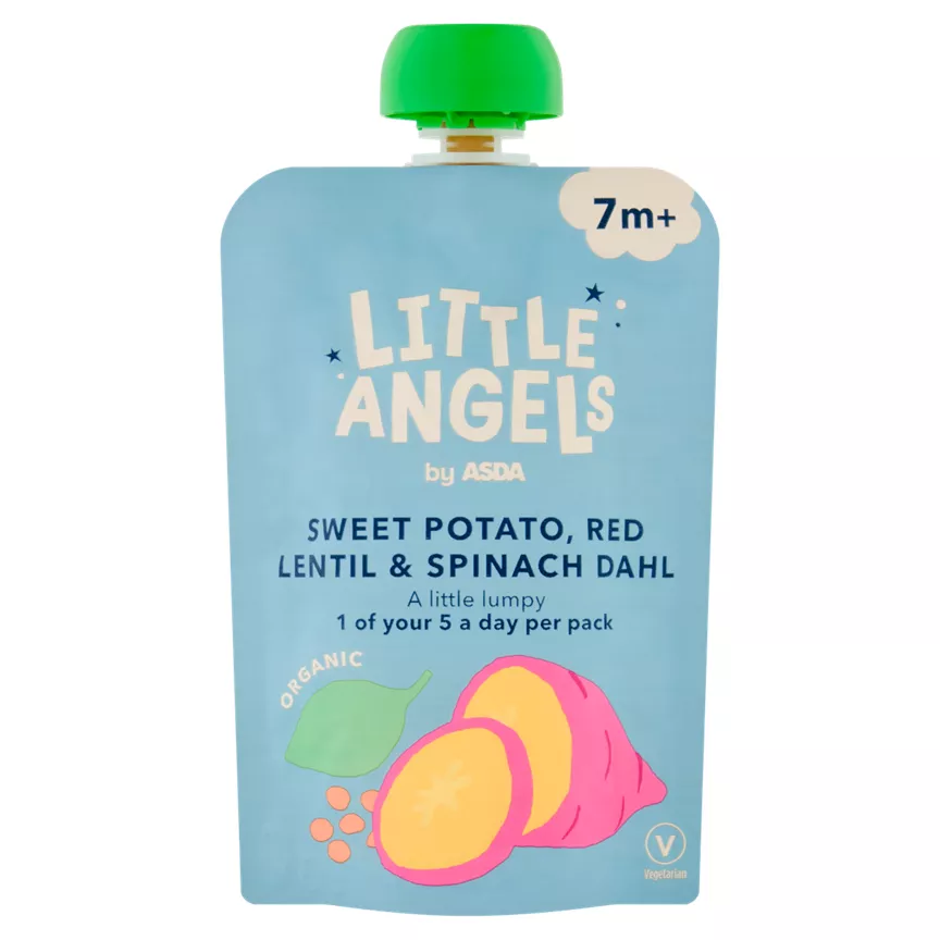 LITTLE ANGELS by ASDA Organic Sweet Potato, Red Lentil & Spinach Dhal Baby Food 7+ Months