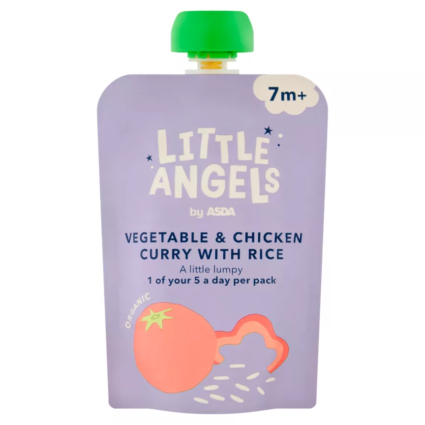 LITTLE ANGELS by ASDA Organic Vegetable & Chicken Curry with Rice 7m+ 130g