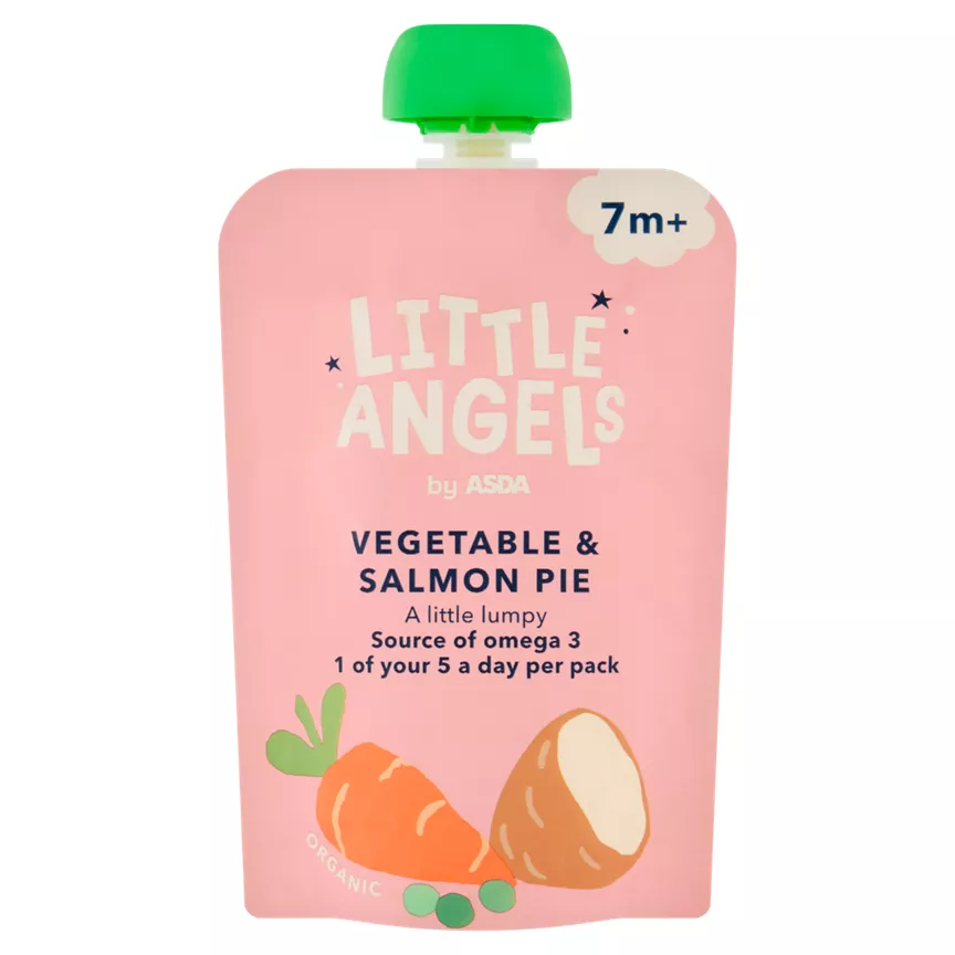 LITTLE ANGELS by ASDA Organic Vegetable & Salmon Pie Baby Food 7+ Months
