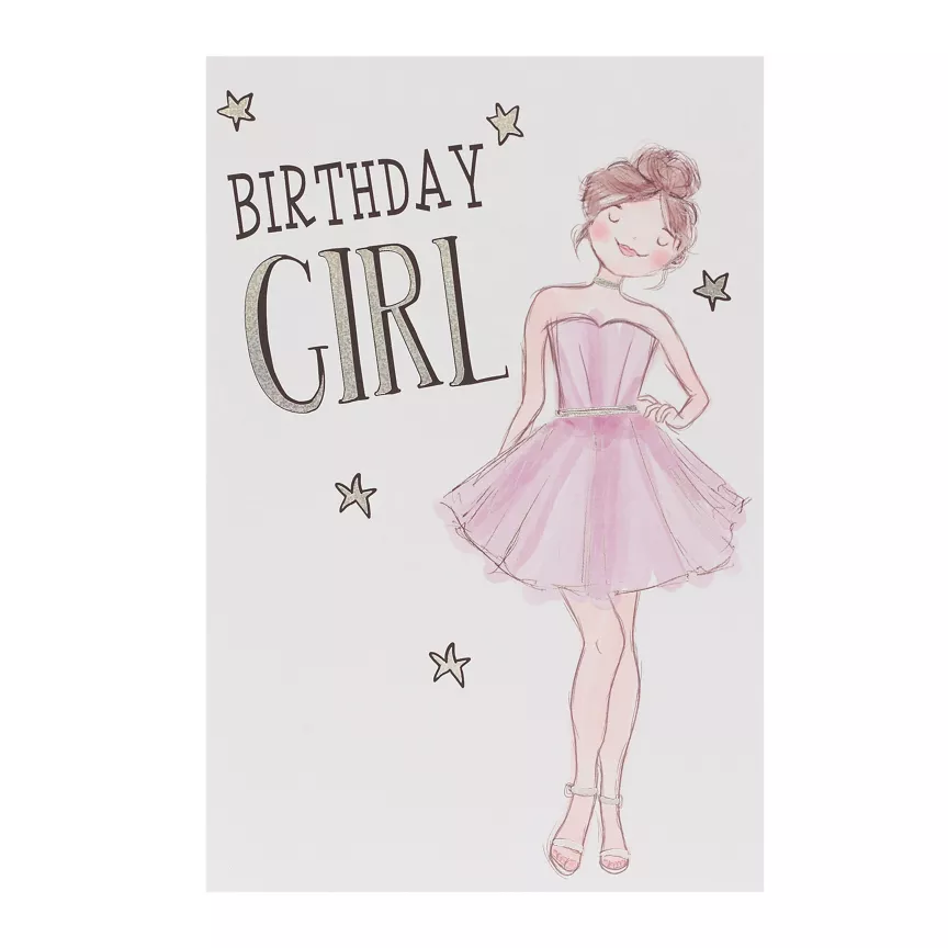 George Home Girl in Dress Birthday Card