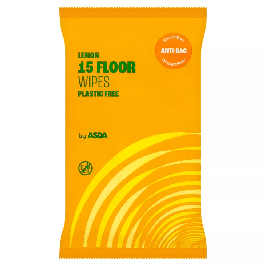 ASDA Floor Wipes Anti Bac Lemon 15 Wipes