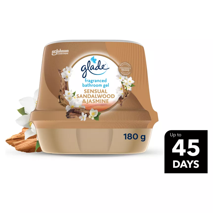 Glade Fragranced Bathroom Gel Bathroom Air Freshener & Odour Eliminator Sandalwood & Jasmine