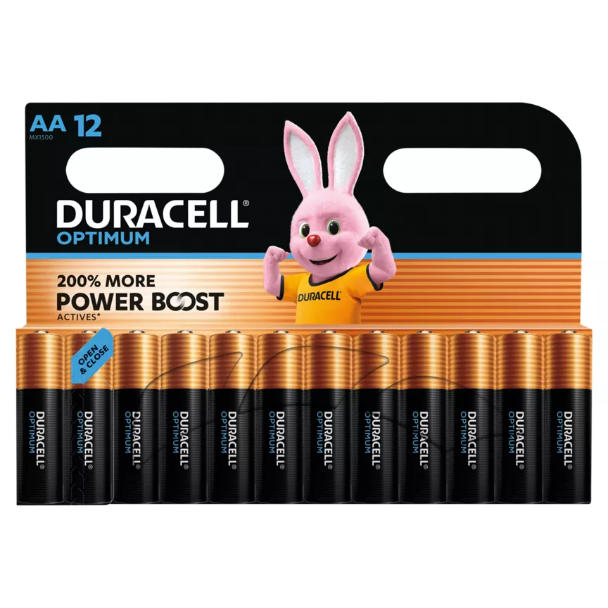Duracell Optimum Alkaline AA Batteries, pack of 12