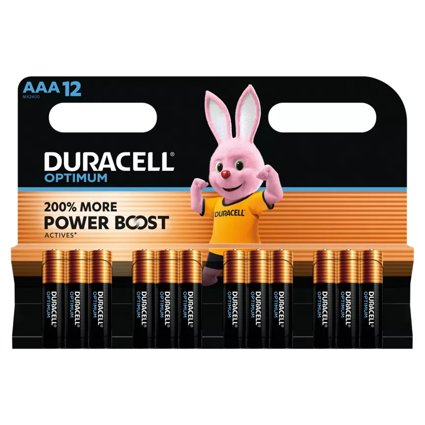Duracell Optimum Alkaline AAA Batteries, pack of 12