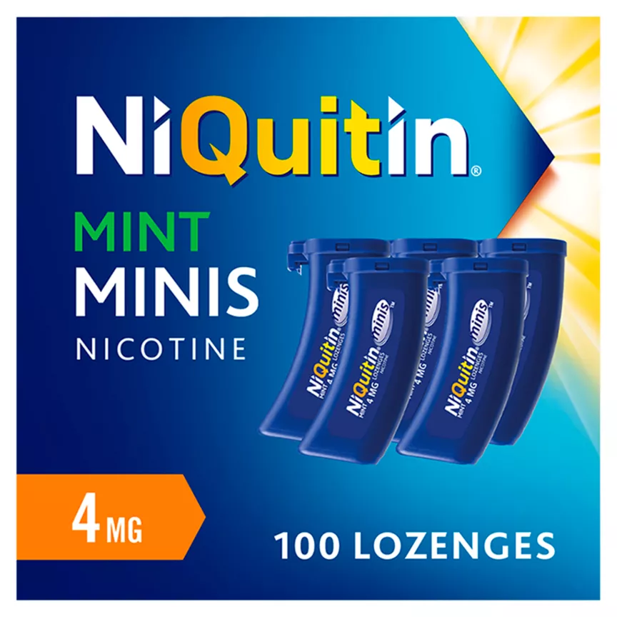 NiQuitin Mini Mint Lozenges 4mg, 100 Minis Stop Smoking Aid