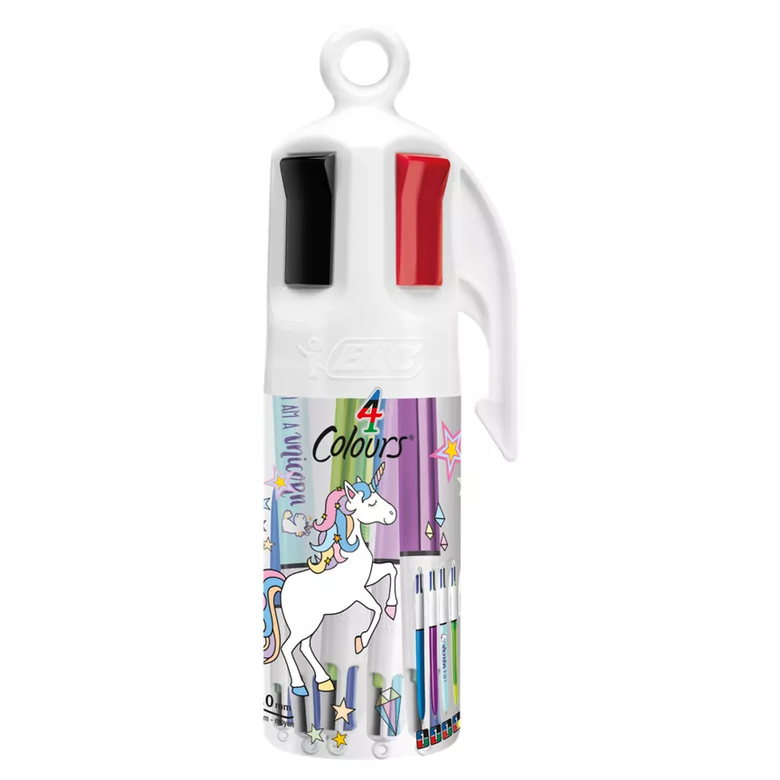 Bic 4 Colours Assorted Retractable Ballpoint Pens Medium Point 1.0 mm Pot of 6