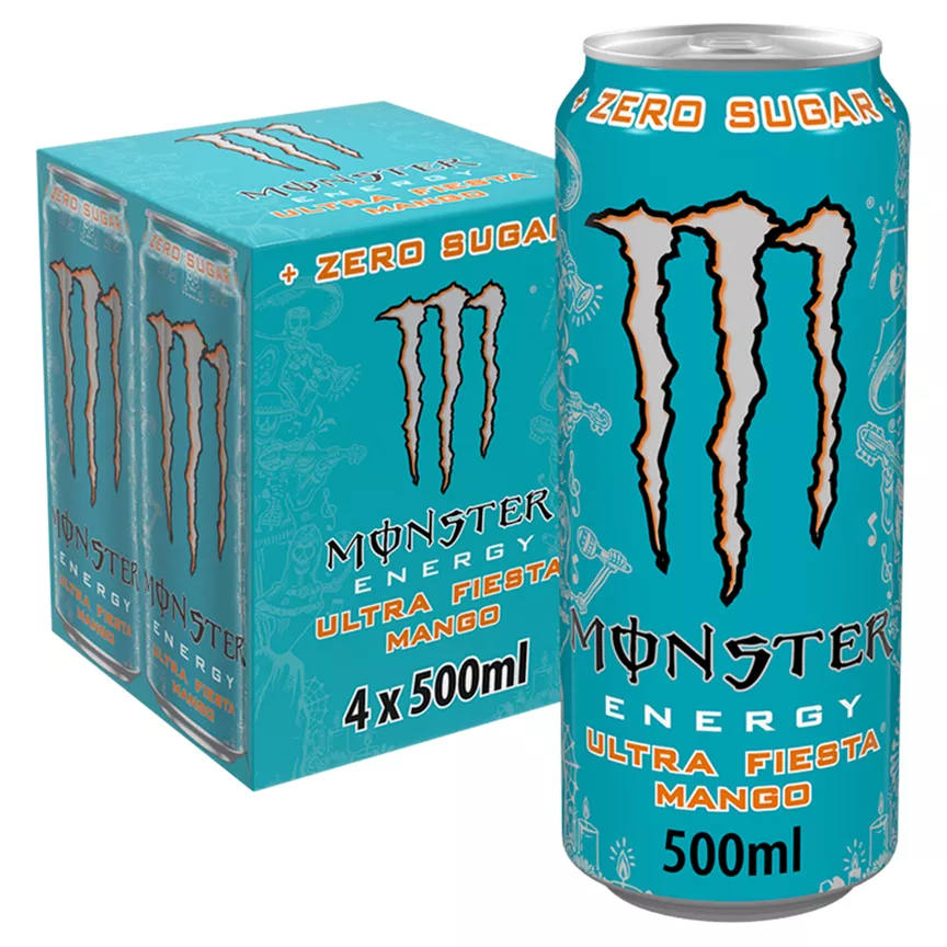 Monster Energy Drink Ultra Fiesta Mango Zero Sugar 4 x 500ml - Image 1