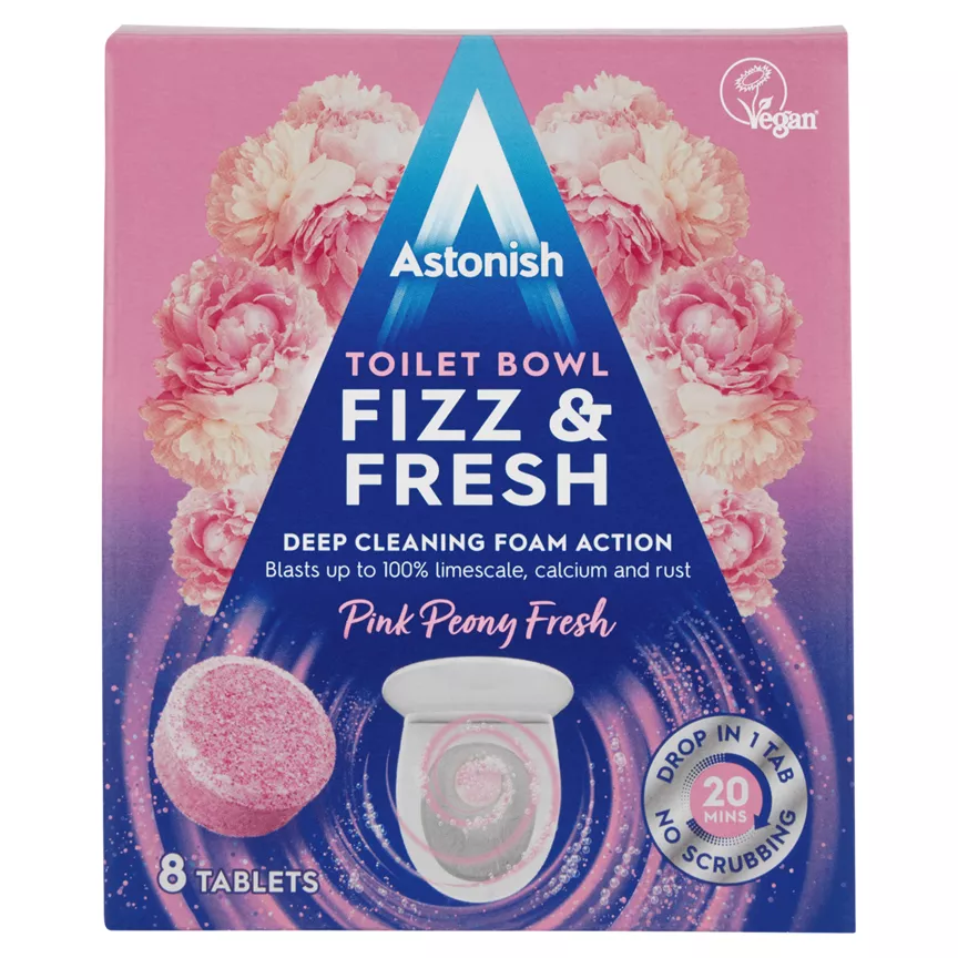 Astonish Toilet Bowl Fizz & Fresh Pink Peony Fresh Tablets 8x