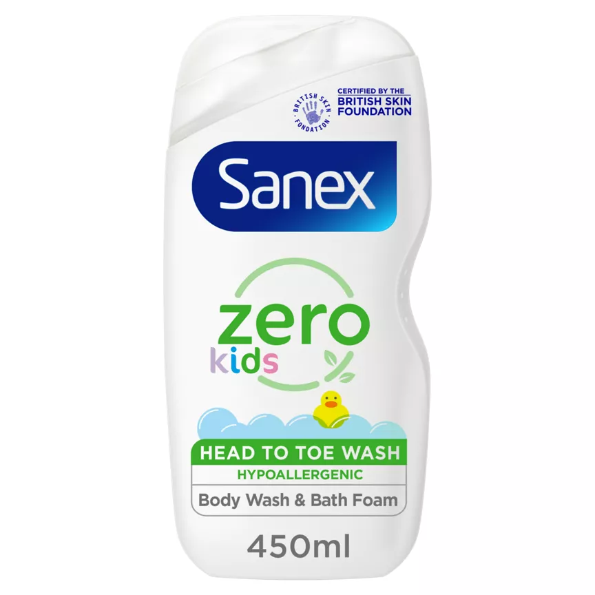 Sanex Zero% Hypoallergenic Kids Head to Toe Bath & Shower Gel 450ml