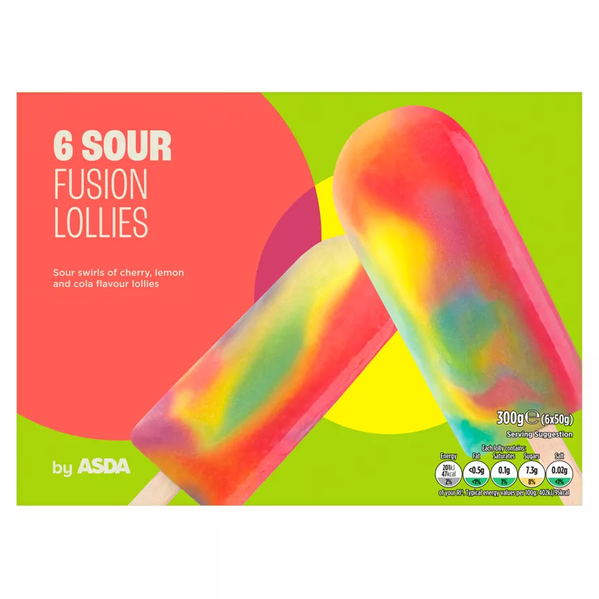 ASDA 6 Sour Fusion Lollies