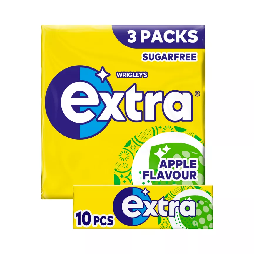 Extra Apple Flavour Sugarfree Chewing Gum Multipack 3 x 10 Pieces