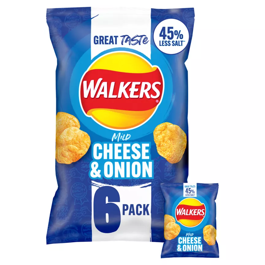 Walkers Less Salt Mild Cheese & Onion Multipack Crisps