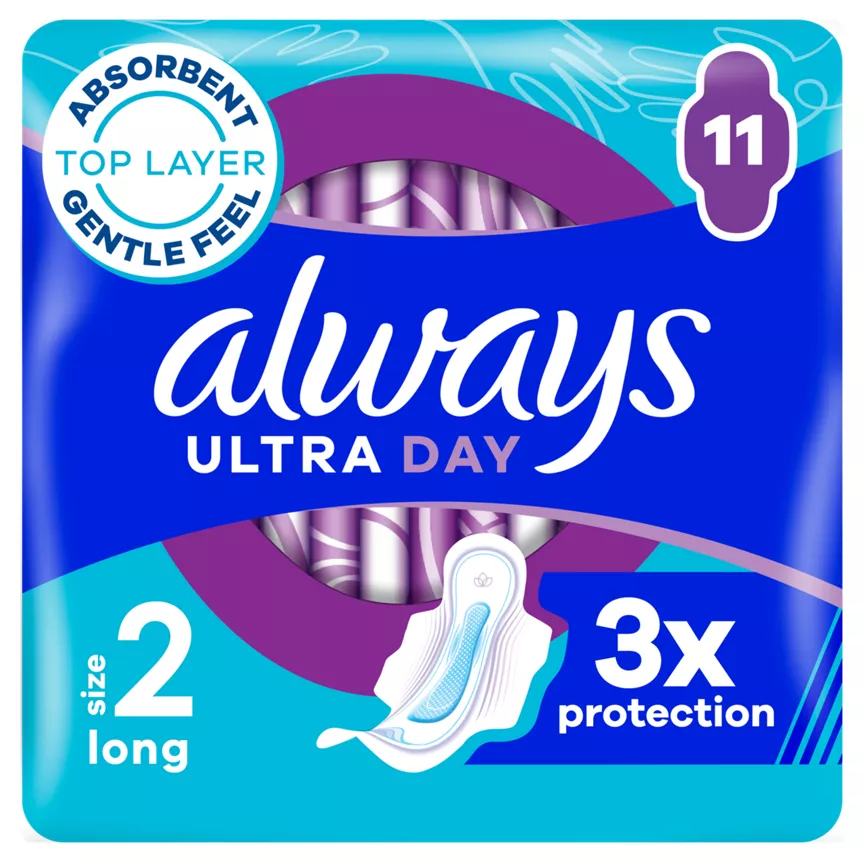 Always Ultra Day Sanitary Towels Long (Size 2) With Wings 11 Pads - Image 1