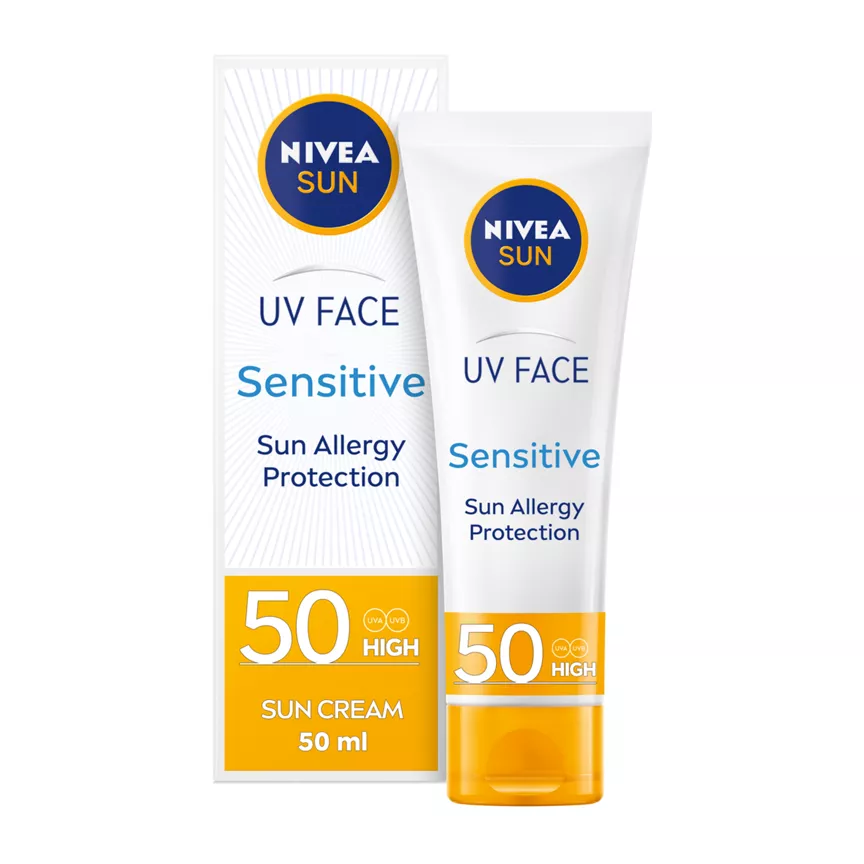 Nivea Sun UV Face Soothing Sensitive Sun Cream SPF 50+ 50ML - Image 1