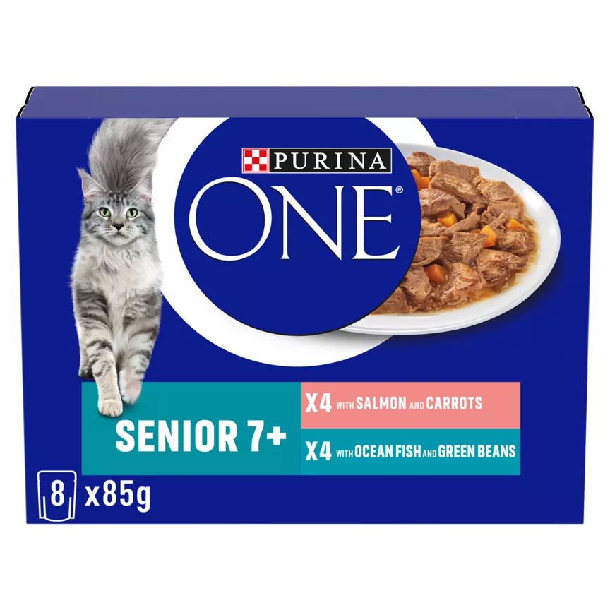 Purina ONE Senior 7+ Salmon and Ocean Fish 8 x 85g (680g)