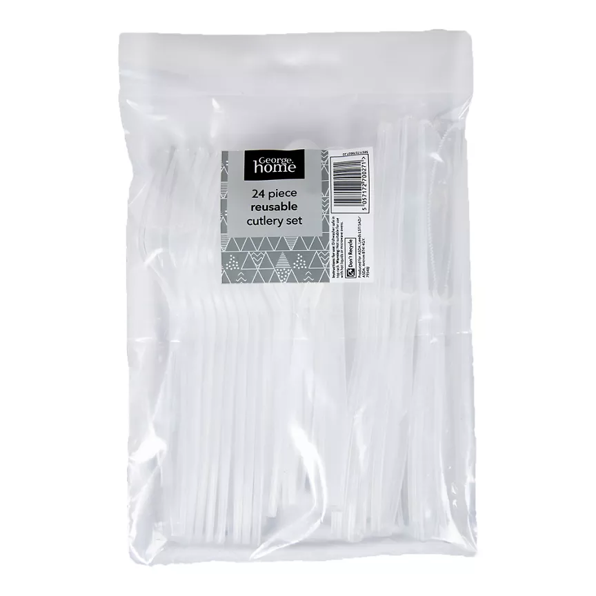 George Home Clear Mixed Cutlery 24 Pack