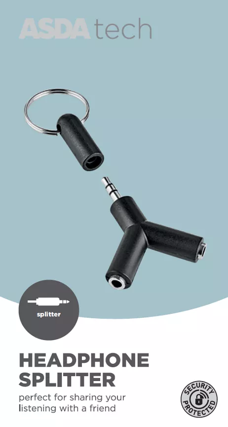 ASDA Tech Headphone Splitter with Keyring Cap
